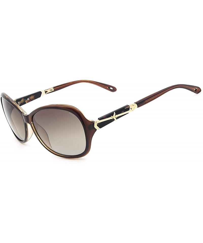 Sport Classic Fashion Oversized Polarized Sunglasses for Women (Driving Outdoors) - Brown Frame Brown Lens - CL18SXOYHLT $10.70