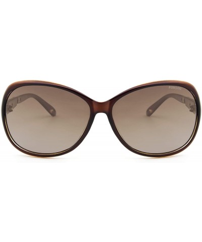 Sport Classic Fashion Oversized Polarized Sunglasses for Women (Driving Outdoors) - Brown Frame Brown Lens - CL18SXOYHLT $10.70