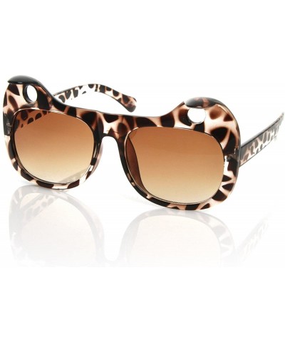 Cat Eye Designer Inspired Womens Fashion Curled Cat Ear Cut-Out Cat Eye Sunglasses - Tortoise Amber - CG119FMDCT7 $8.65