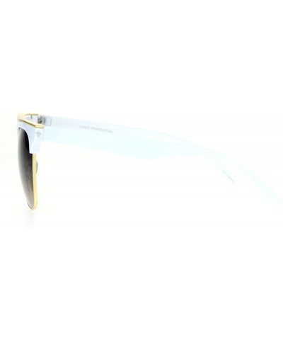 Cat Eye Hipster Retro Half Horn Rim Cat Eye Sunglasses - White Smoke - CL12FV990HF $15.18