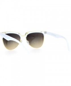 Cat Eye Hipster Retro Half Horn Rim Cat Eye Sunglasses - White Smoke - CL12FV990HF $15.18
