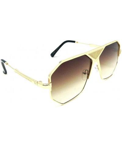 Square Luxury Elegant Pilot Retro Aviator Sunglasses - Gold Metallic Black Frame - CP18ZG4K8RL $11.91