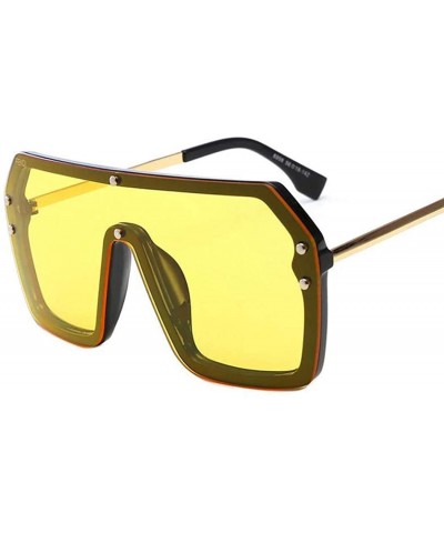 Square Women Retro Style Sunglasses Fashion Metal Square Frame Color Lens Sunglasses Sunglasses - Yellow - CN18RLR7XR6 $23.23