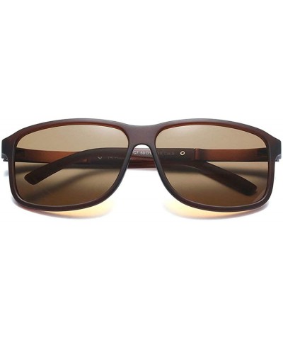 Square Fashion Square Glasses Brand Designer TR90 Frame Polarized Sunglasses For Men - Brown - C418TOI8O65 $14.02