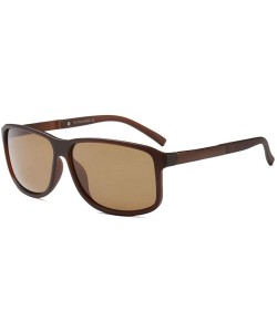 Square Fashion Square Glasses Brand Designer TR90 Frame Polarized Sunglasses For Men - Brown - C418TOI8O65 $14.02