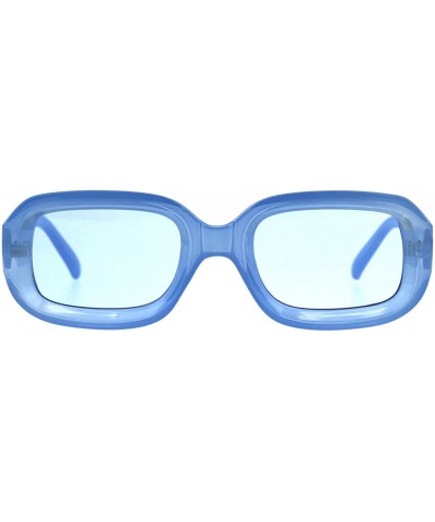 Rectangular Womens Mod Thick Rectangular Retro Designer Sunglasses - All Blue - CH18CC824H8 $28.42