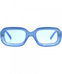 Rectangular Womens Mod Thick Rectangular Retro Designer Sunglasses - All Blue - CH18CC824H8 $27.69