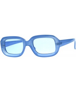 Rectangular Womens Mod Thick Rectangular Retro Designer Sunglasses - All Blue - CH18CC824H8 $17.12