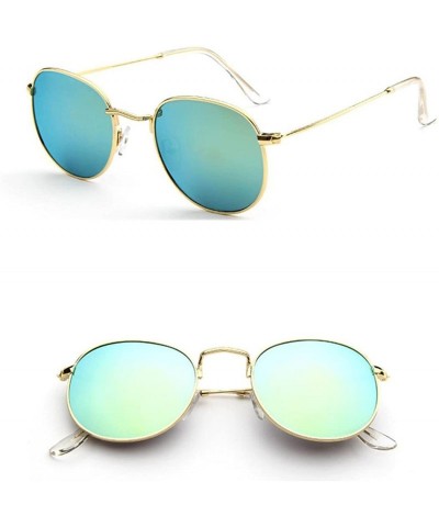 Oversized Womens Sunglasses - Fashion Aviator Sunglasses Metal Frame Mirrored Lens Round Sun Glasses - F - C018DTTIYY7 $11.66