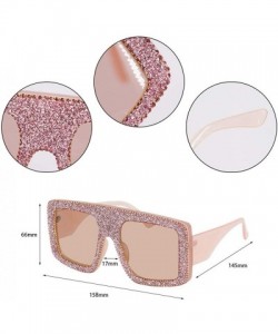 Semi-rimless Fashion Punk Sunglasses for Women Men - Square Glasses Matel Frame UV400 Protection - Shinny Pink - C918AK9RD7T ...
