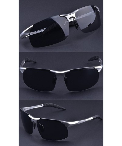 Sport Sports Goggles Driving Glasses Polarized Sunglasses Unbreakable Metal Frame - Silver - C617Y097GSA $13.89