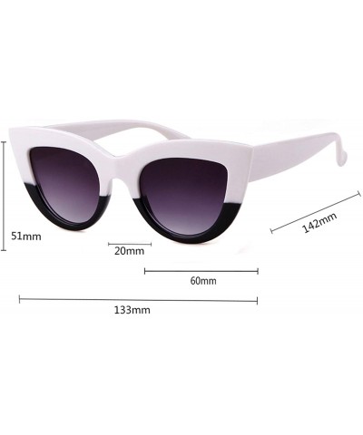 Goggle Vintage Retro Cateye Sunglasses for Women Oversized Cat Eye Clout Goggles Fashion Glasses Mirror UV400 Protection - C2...