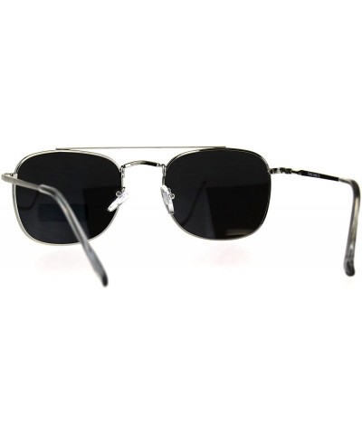 Rectangular Mens Luxury Mirror Lens Rectangular Pilots Metal Rim Sunglasses - Silver Blue - C218DCQYANY $14.98