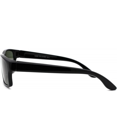 Rectangular Mens Green Tempered Glass Lens Classic Plastic Rectangualr Dad Shade - Shiny Black Green - CA18A6LQWQZ $11.27