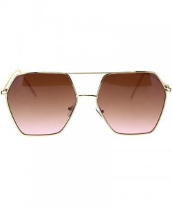 Square Womens Octagonal Hippie Pimp Lens Metal Rim Mob Sunglasses - Gold Brown Pink - CP18RS2COG6 $11.18