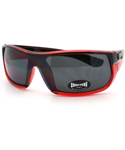 Wrap Mens Sunglasses Sporty Biker Style Rectangular Shield Wrap Frames - Red - CT11CKW769L $7.99