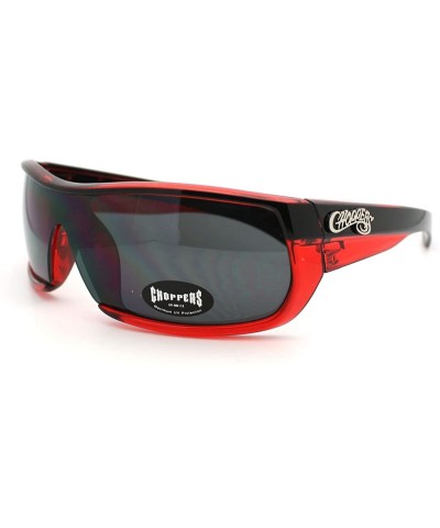 Wrap Mens Sunglasses Sporty Biker Style Rectangular Shield Wrap Frames - Red - CT11CKW769L $7.99