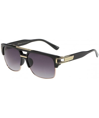 Square Pouch Men Manhattan TM Metallic Hybrid Square Unisex Sunglasses - 87042-black-gold-frame-purple-smoke - CA18RZNKWT5 $2...