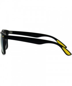 Rectangular Retro Reflective Color Mirror Lens Black Horn Rim Hipster Sunglasses - Yellow Green Mirror - CG18H4LRAK4 $9.58