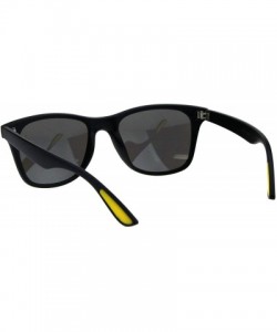 Rectangular Retro Reflective Color Mirror Lens Black Horn Rim Hipster Sunglasses - Yellow Green Mirror - CG18H4LRAK4 $9.58