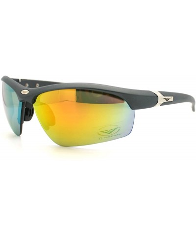 Wrap All Sports Sunglasses Mens Half Rim Stylish Comfort Eyewear - Gray - C711CE0B82F $9.63