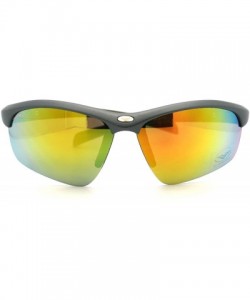 Wrap All Sports Sunglasses Mens Half Rim Stylish Comfort Eyewear - Gray - C711CE0B82F $9.63
