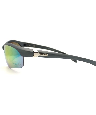 Wrap All Sports Sunglasses Mens Half Rim Stylish Comfort Eyewear - Gray - C711CE0B82F $9.63