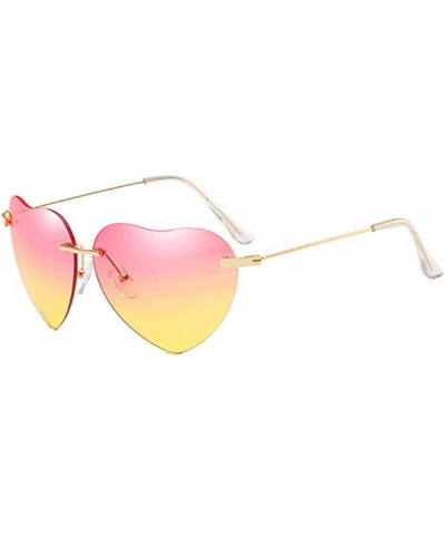 Rimless Women Heart Sunglasses Oversized Eyewear Sun Glasses Rimless Top Fashion Shades UV400 - Yellow - CJ18U42UQ59 $16.96
