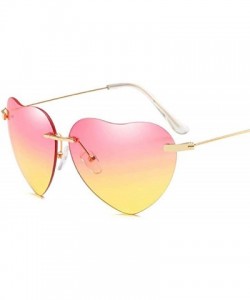 Rimless Women Heart Sunglasses Oversized Eyewear Sun Glasses Rimless Top Fashion Shades UV400 - Yellow - CJ18U42UQ59 $8.94
