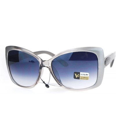 Butterfly Womens Crooked Arm Butterfly Bat Diva Sunglasses - Silver Smoke - CV12O6LV8VN $10.67