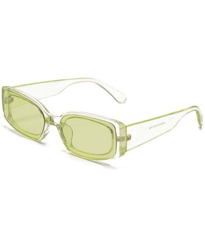 Square Trendy Rectangle Sunglasses Small Plastic Frame Colored Lens - Green - CS18ANZT2MK $9.16