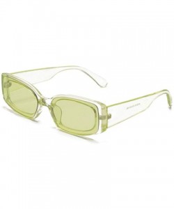 Square Trendy Rectangle Sunglasses Small Plastic Frame Colored Lens - Green - CS18ANZT2MK $9.16