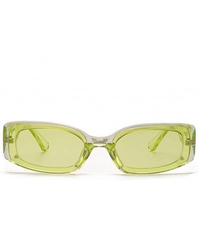 Square Trendy Rectangle Sunglasses Small Plastic Frame Colored Lens - Green - CS18ANZT2MK $9.16