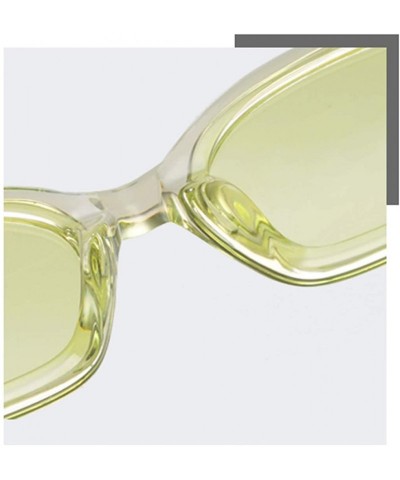 Square Trendy Rectangle Sunglasses Small Plastic Frame Colored Lens - Green - CS18ANZT2MK $9.16