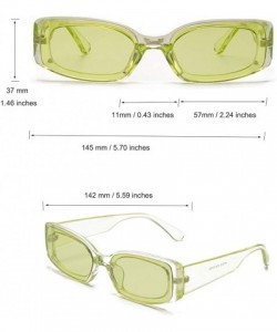 Square Trendy Rectangle Sunglasses Small Plastic Frame Colored Lens - Green - CS18ANZT2MK $9.16