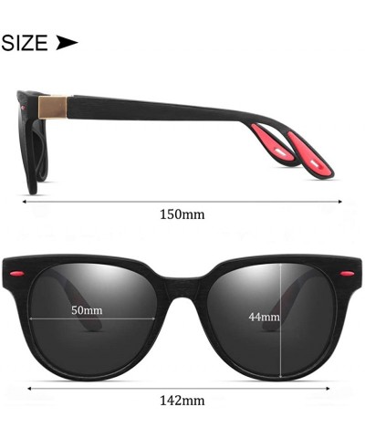 Square Polarized Sunglasses for Men/Women 100% UV400 Protection Vintage Square Frame - Scrub Black-black Red Parts - CF194RAA...
