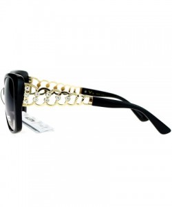 Butterfly Womens Metal Chain Arm Large Rhinestone Butterfly Sunglasses - Black Gold - CI125T48A8L $11.26