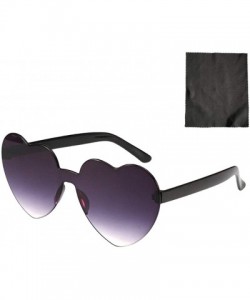 Oval Heart Shaped Rimless Sunglasses One Pieces Transparent Candy Color Frameless Glasses Love Eyewear - K - CF1905N35HS $18.70