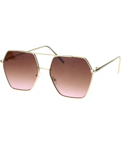 Square Womens Octagonal Hippie Pimp Lens Metal Rim Mob Sunglasses - Gold Brown Pink - CP18RS2COG6 $11.18