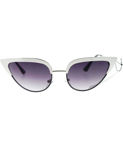 Cat Eye Womens Full Metal Half Rim 2 Tone Cat Eye Sunglasses - Silver Black - CZ11XOLXE1L $22.33