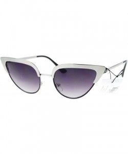 Cat Eye Womens Full Metal Half Rim 2 Tone Cat Eye Sunglasses - Silver Black - CZ11XOLXE1L $8.67