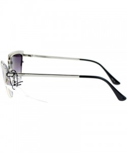 Cat Eye Womens Full Metal Half Rim 2 Tone Cat Eye Sunglasses - Silver Black - CZ11XOLXE1L $8.67