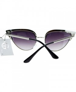 Cat Eye Womens Full Metal Half Rim 2 Tone Cat Eye Sunglasses - Silver Black - CZ11XOLXE1L $8.67