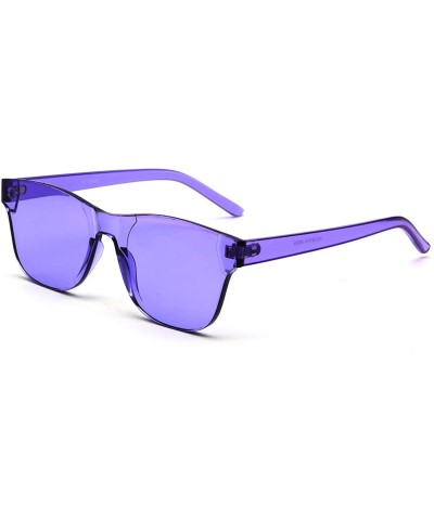 Rimless Oversized Colorful One Piece Square Sunglasses Flat Gradient Transparent Lenses Party Sun Glasses - Purple - CW18S7R6...