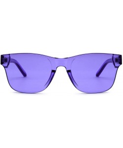 Rimless Oversized Colorful One Piece Square Sunglasses Flat Gradient Transparent Lenses Party Sun Glasses - Purple - CW18S7R6...