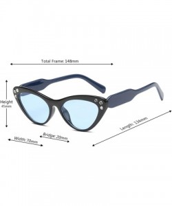 Square Fashion Unisex Plastic Frame Retro Cat Eye Sunglasses UV400 - Black Blue - CX18NOAMCOG $12.15