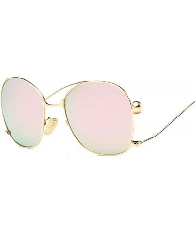 Aviator Oversized Sunglasses Women Personality Steel Ball Metal Mirror Sun Glasses 6 - 7 - C518YR3W53Y $10.69