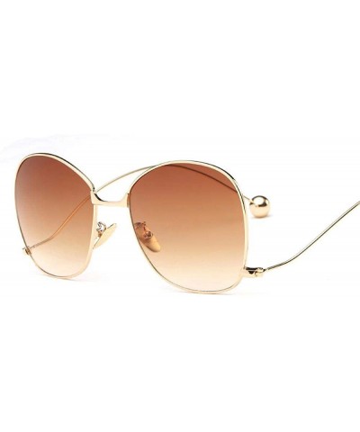 Aviator Oversized Sunglasses Women Personality Steel Ball Metal Mirror Sun Glasses 6 - 7 - C518YR3W53Y $10.69