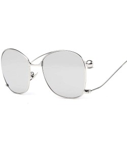 Aviator Oversized Sunglasses Women Personality Steel Ball Metal Mirror Sun Glasses 6 - 7 - C518YR3W53Y $10.69