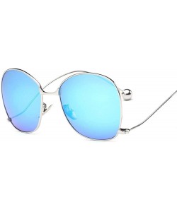 Aviator Oversized Sunglasses Women Personality Steel Ball Metal Mirror Sun Glasses 6 - 7 - C518YR3W53Y $10.69